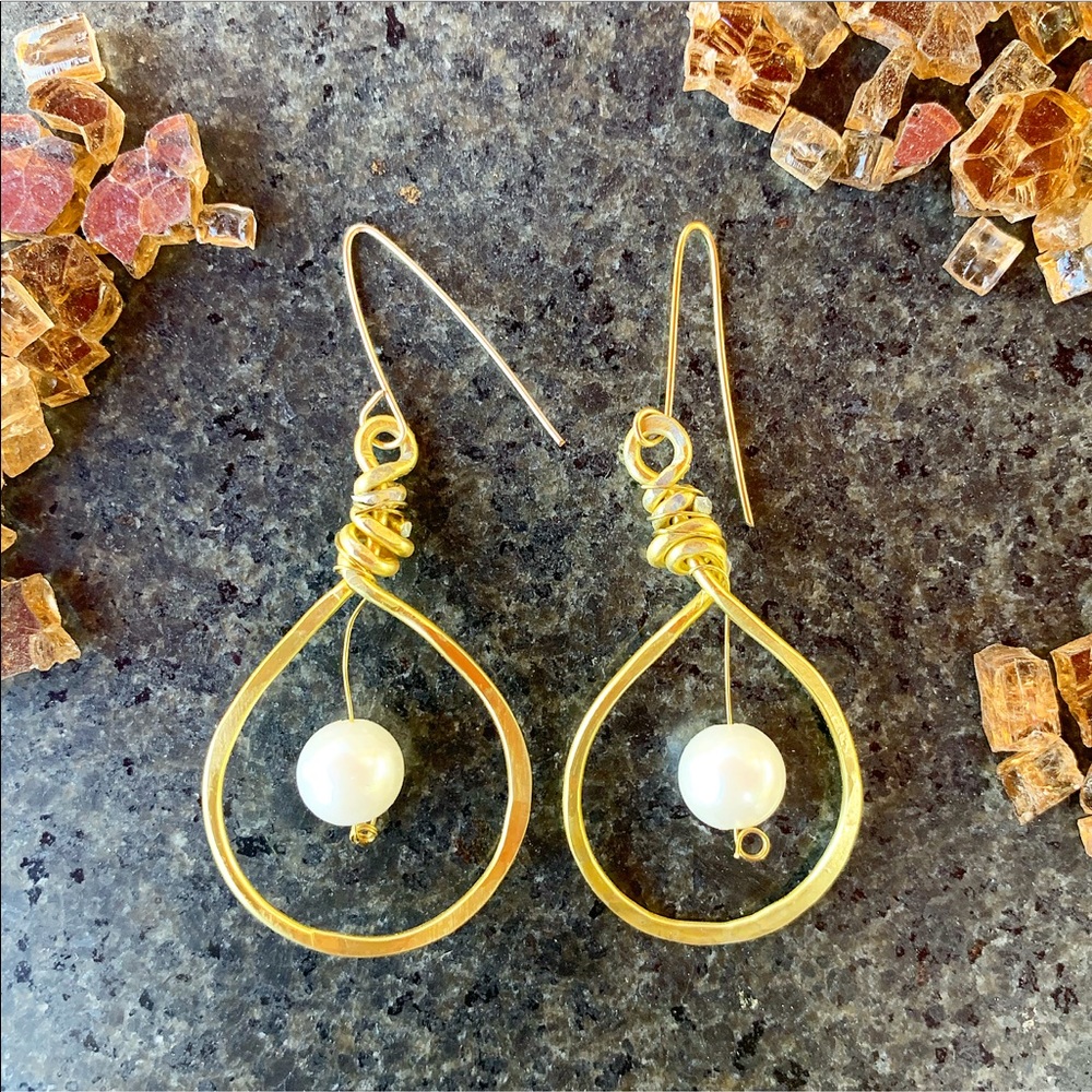 Teardrop & Pearl Earrings